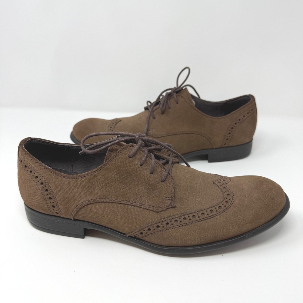 John Varvatos Mens Brown Suede Wingtip Oxford Dress‎ Shoes Size 9